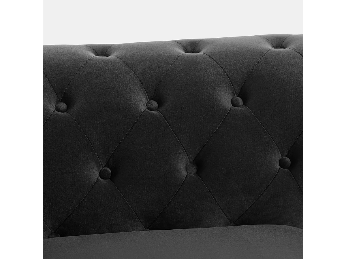 Sofá Chesterfield de terciopelo de 3 plazas estilo clásico vintage Norwich - Negro
