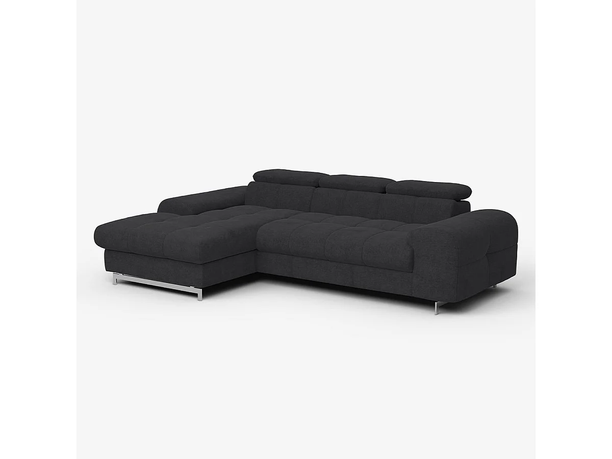 Sofá de 3 plazas con chaise longue a la izquierda y reposacabezas ajustable Tivon - Negro