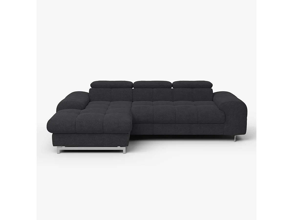 Sofá de 3 plazas con chaise longue a la izquierda y reposacabezas ajustable Tivon - Negro
