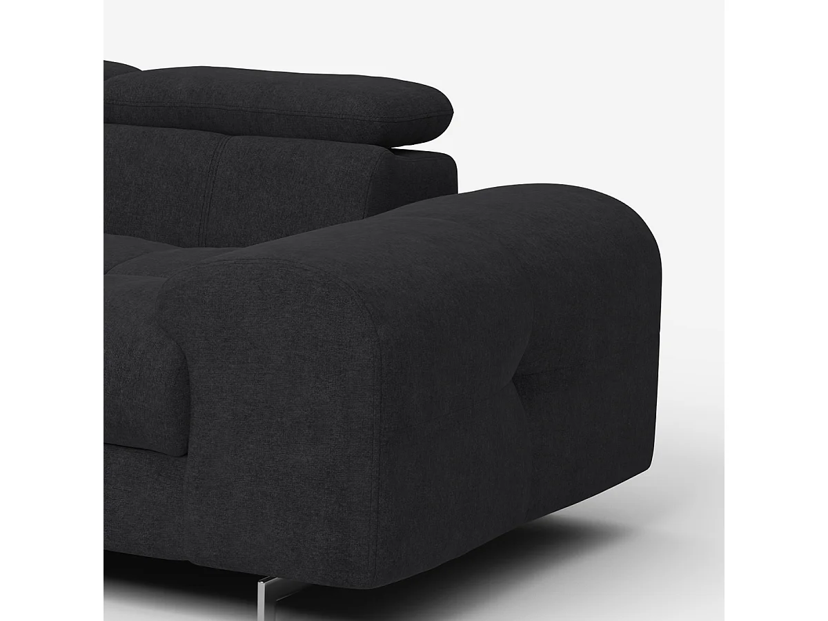 Sofá de 3 plazas con chaise longue a la izquierda y reposacabezas ajustable Tivon - Negro