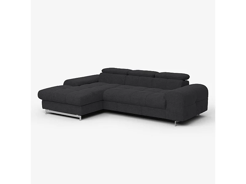 3-Sitzer Sofa mit linker Ottomane und verstellbarer Kopfstütze Tivon - Schwarz