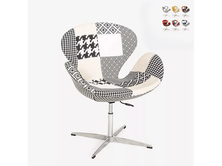 Sillón giratorio estudio de salón estilo patchwork de diseño moderno Stork - Patchwork 5