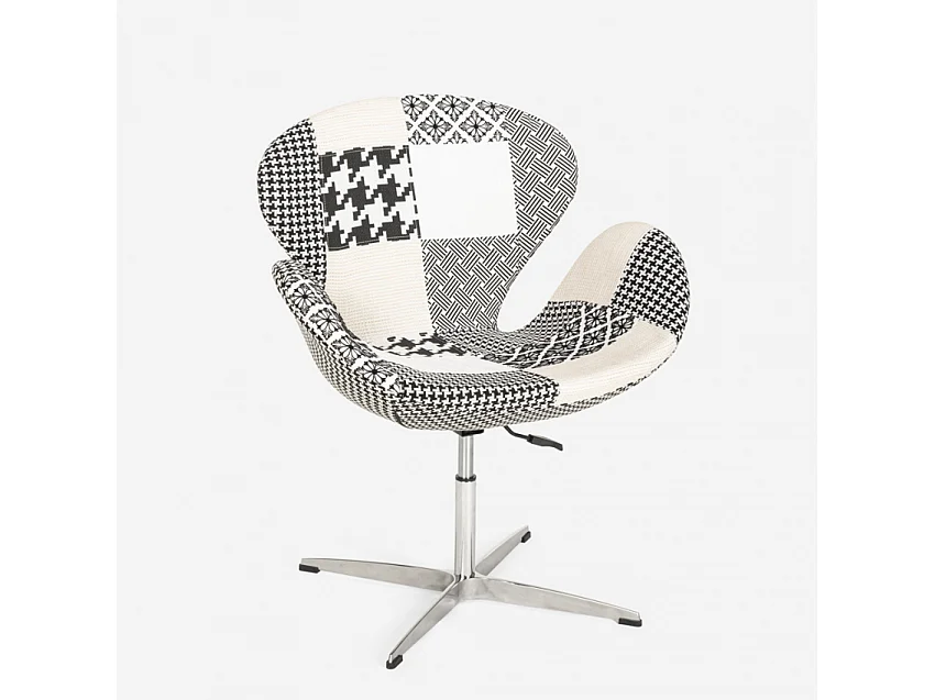 Sillón giratorio estudio de salón estilo patchwork de diseño moderno Stork - Patchwork 5