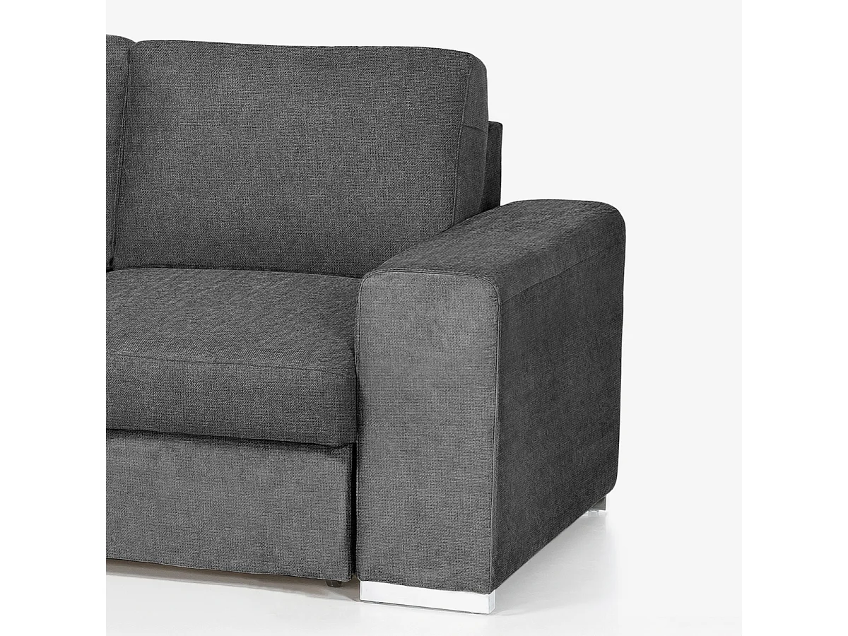 Moderner 3-Sitzer-Sofa mit linker Ottomane aus Chenille-Stoff Kuvia - Dunkel Grau