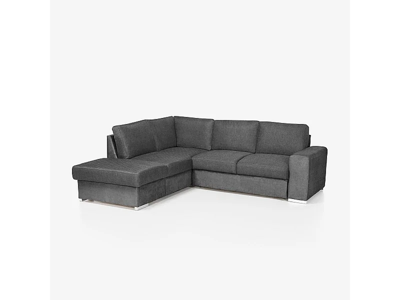 Moderner 3-Sitzer-Sofa mit linker Ottomane aus Chenille-Stoff Kuvia - Dunkel Grau