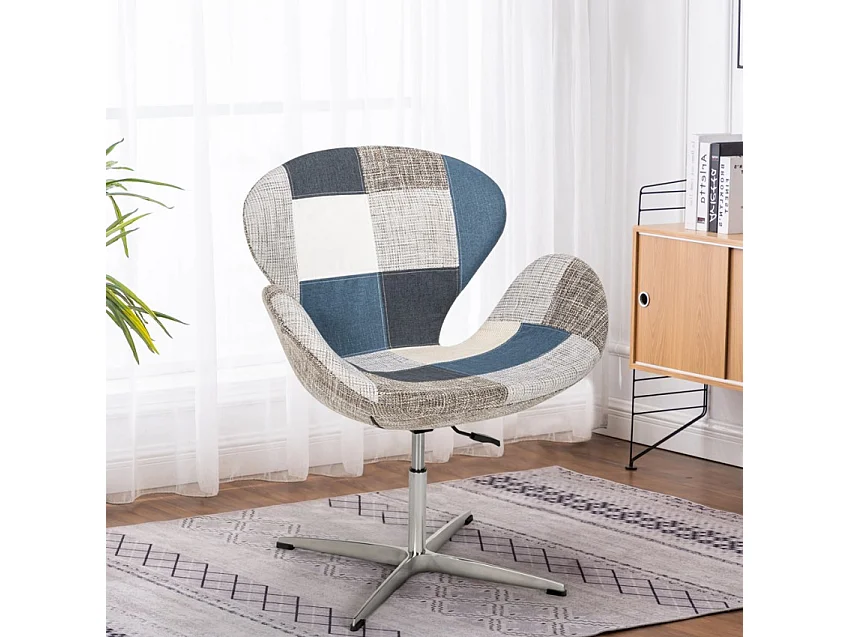 Fauteuil patchwork pivotant de salon style design moderne Stork - Patchwork 6