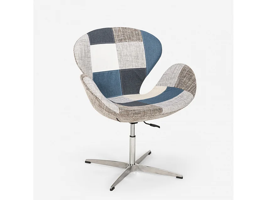 Fauteuil patchwork pivotant de salon style design moderne Stork - Patchwork 6