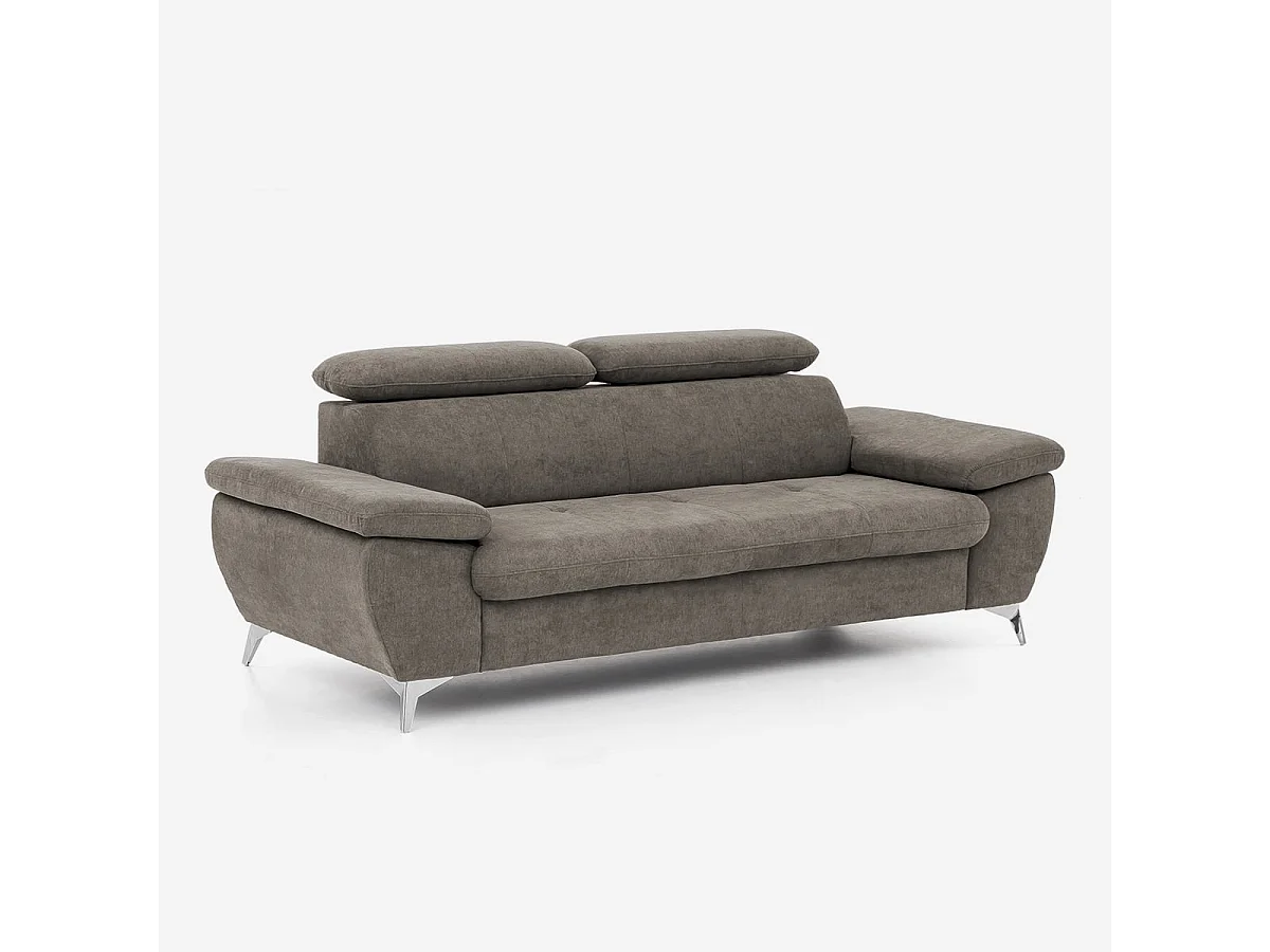 Moderner 3-Sitzer Stoffsofa mit verstellbarer Rückenlehne und Armlehnen Zana - Grau