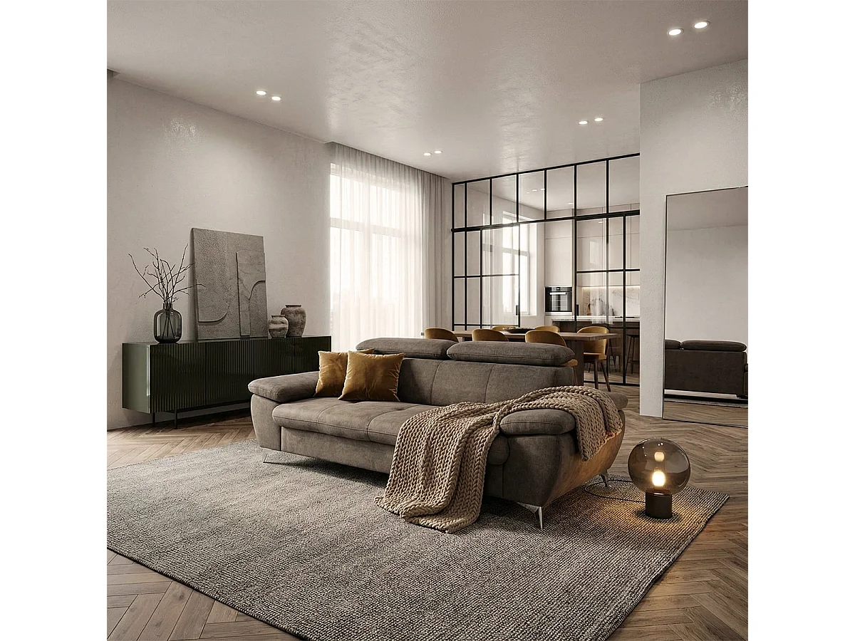 Moderner 3-Sitzer Stoffsofa mit verstellbarer Rückenlehne und Armlehnen Zana - Grau