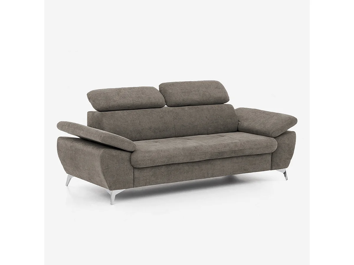 Moderner 3-Sitzer Stoffsofa mit verstellbarer Rückenlehne und Armlehnen Zana - Grau