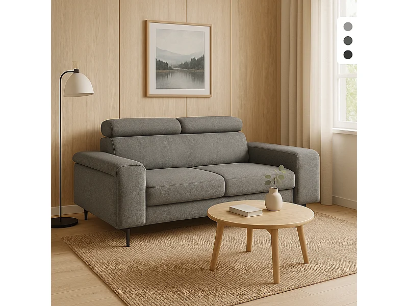 Divano 2 posti moderno in ciniglia con poggiatesta regolabile Vella - Beige