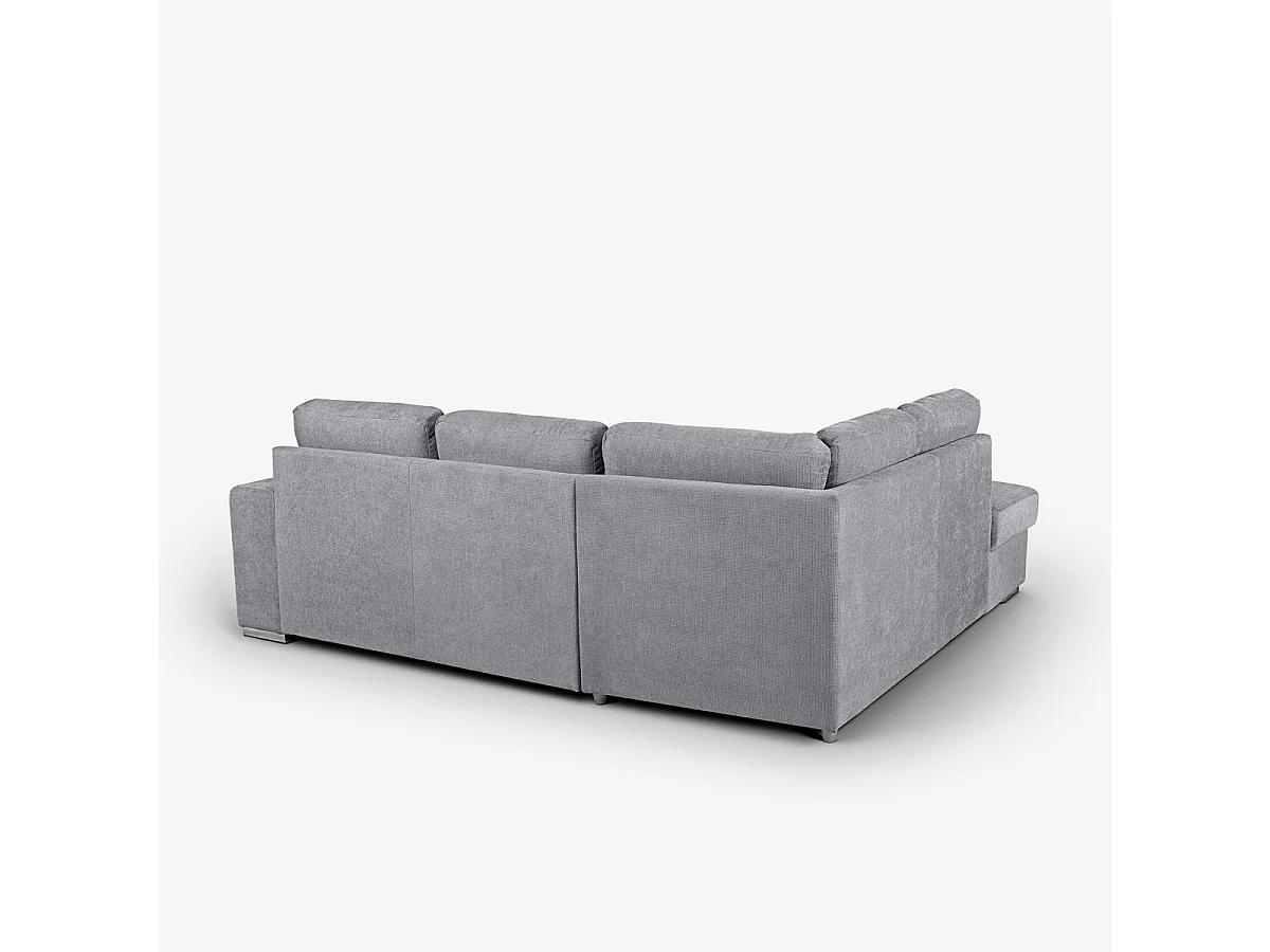 Sofá moderno 3 plazas con chaise longue izquierda tejido chenilla Kuvia - Gris