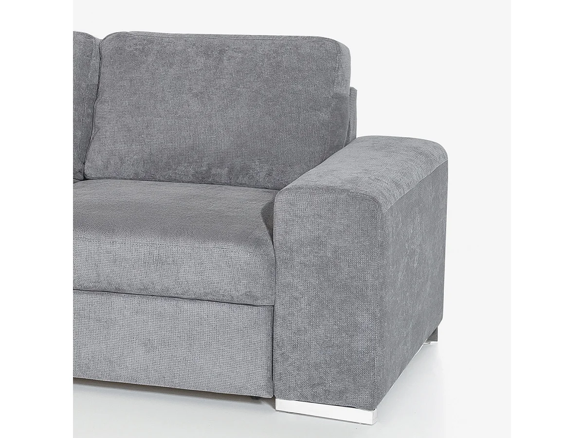 Sofá moderno 3 plazas con chaise longue izquierda tejido chenilla Kuvia - Gris