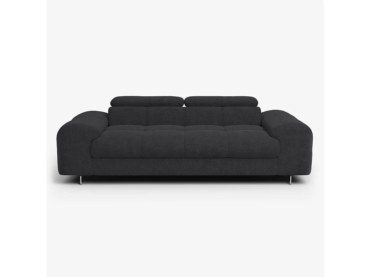 Divano 3 posti di design moderno con poggiatesta regolabile Felon - Nero