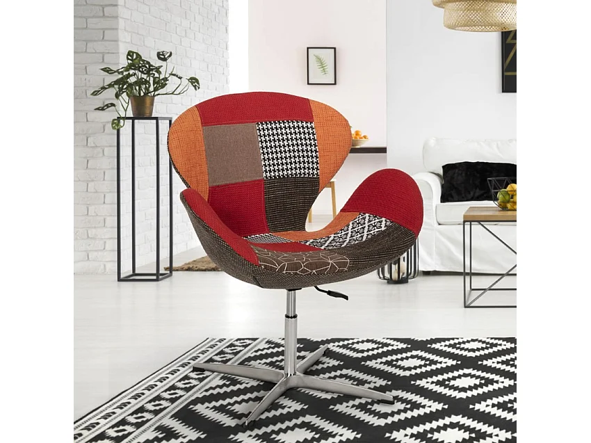 Fauteuil patchwork pivotant de salon style design moderne Stork - Patchwork 4