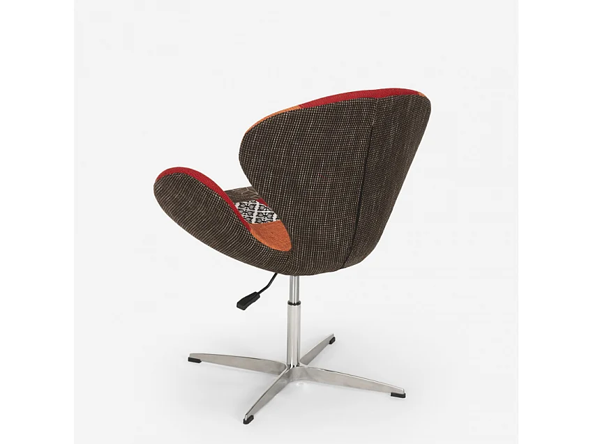 Fauteuil patchwork pivotant de salon style design moderne Stork - Patchwork 4