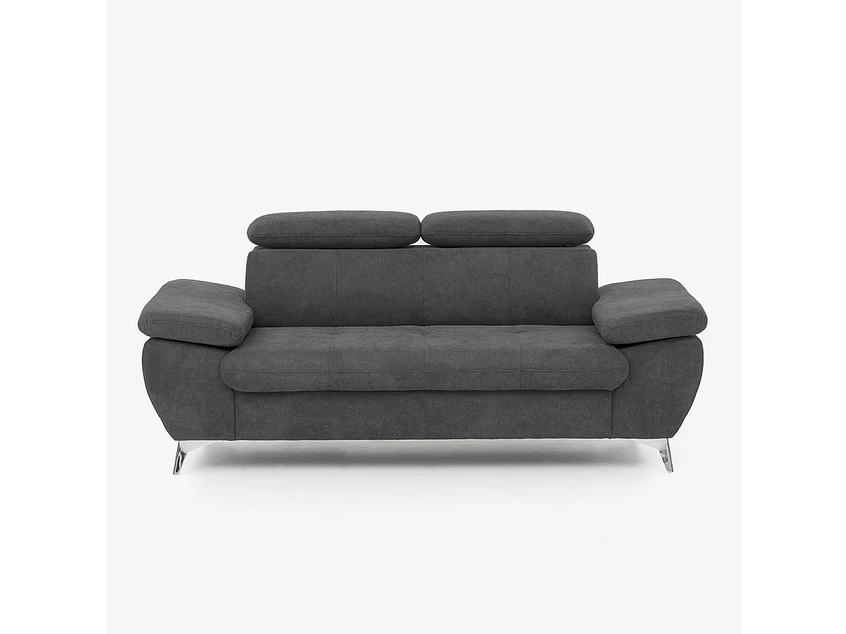 2-Sitzer Sofa mit verstellbarer Rückenlehne und Armlehnen in Sumi-Stoff - Schwarz