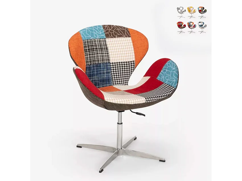 Fauteuil patchwork pivotant de salon style design moderne Stork - Patchwork 7