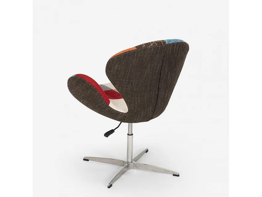 Fauteuil patchwork pivotant de salon style design moderne Stork - Patchwork 7