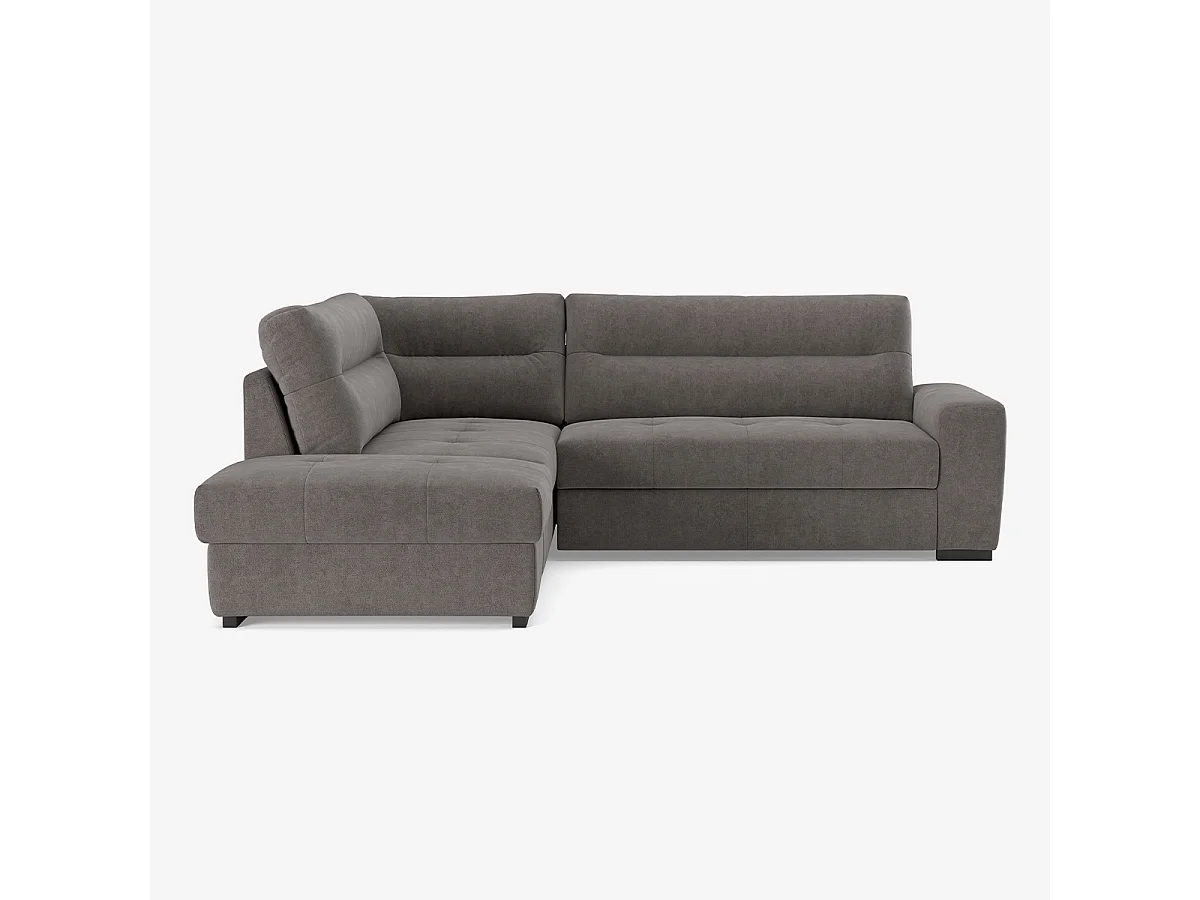 Divano 3 posti angolare moderno in tessuto con penisola a sinistra Mello - Grigio Scuro