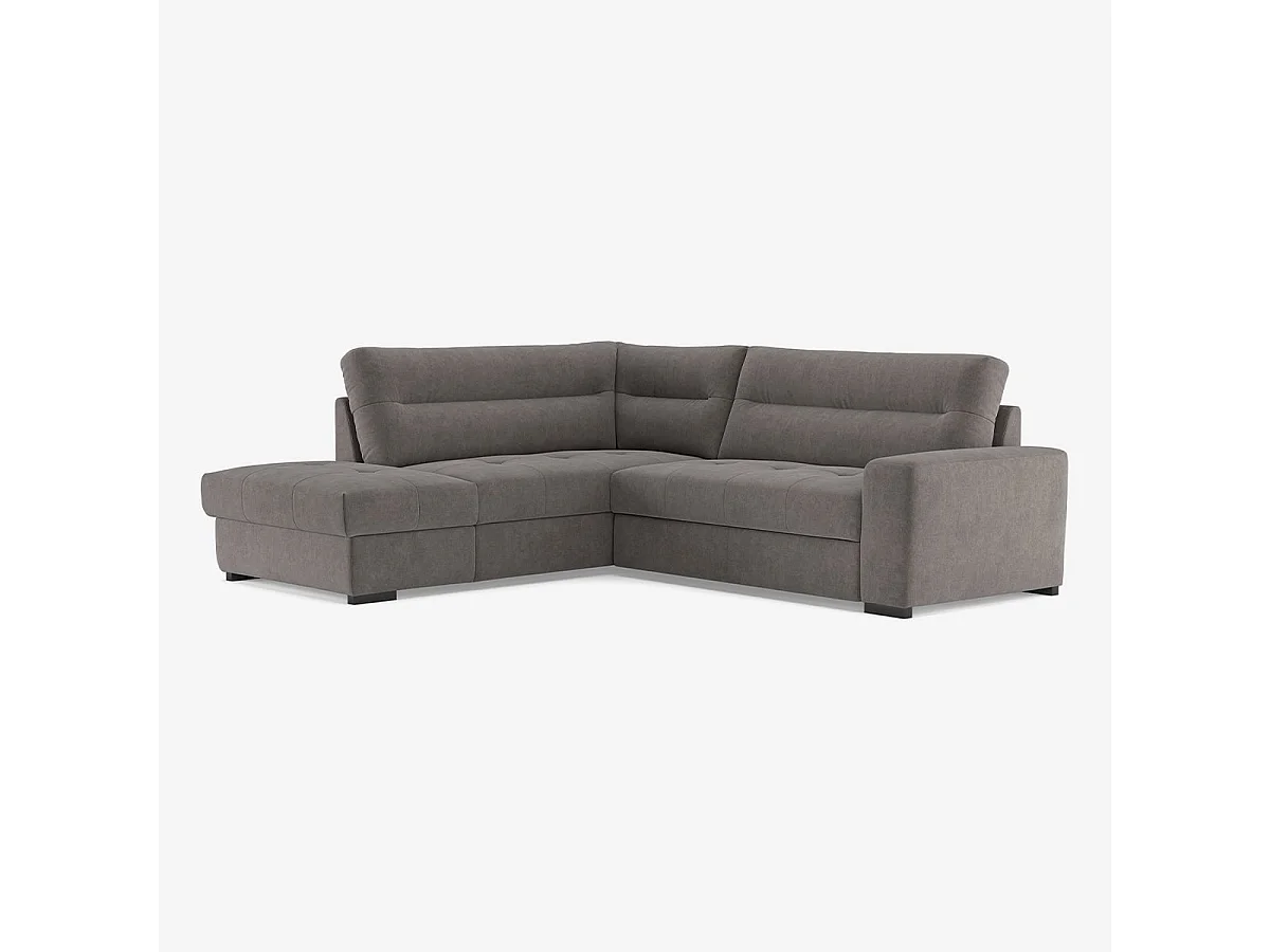 Moderner 3-Sitzer Ecksofa aus Stoff mit linker Ottomane Mello - Dunkel Grau