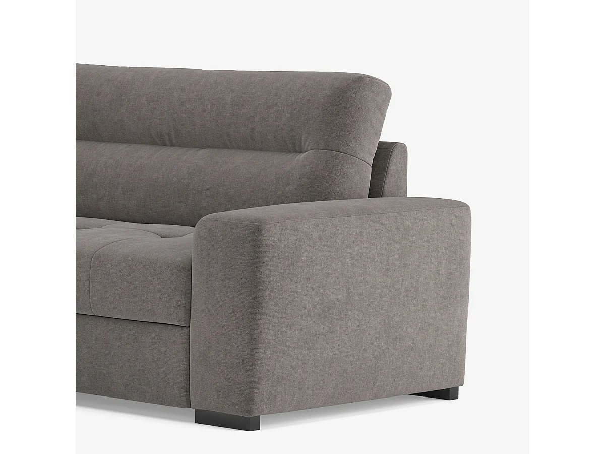 Moderner 3-Sitzer Ecksofa aus Stoff mit linker Ottomane Mello - Dunkel Grau