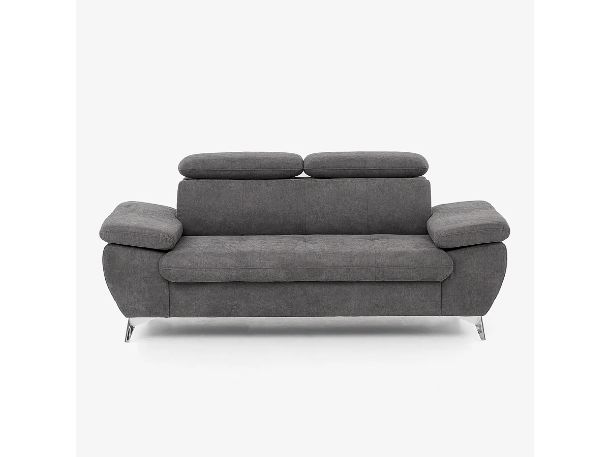 2-Sitzer Sofa mit verstellbarer Rückenlehne und Armlehnen in Sumi-Stoff - Dunkel Grau