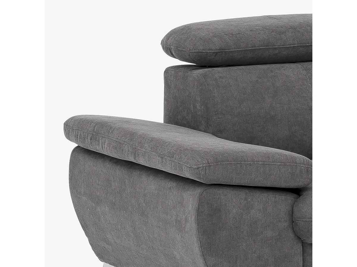 2-Sitzer Sofa mit verstellbarer Rückenlehne und Armlehnen in Sumi-Stoff - Dunkel Grau