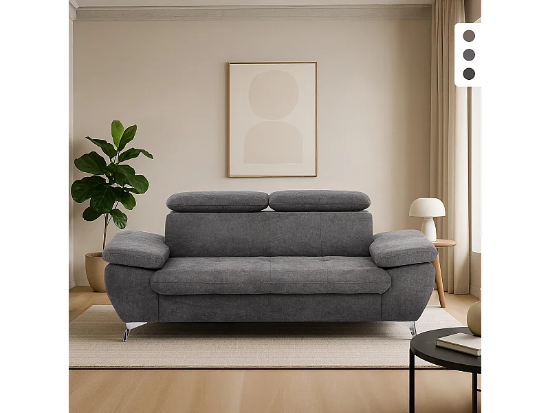 Divano 2 posti con schienale e braccioli regolabili in tessuto Sumi - Grigio Scuro