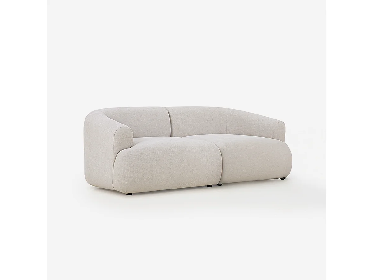 Sofá modular curvo de 2 plazas de tela beige Yuna-2
