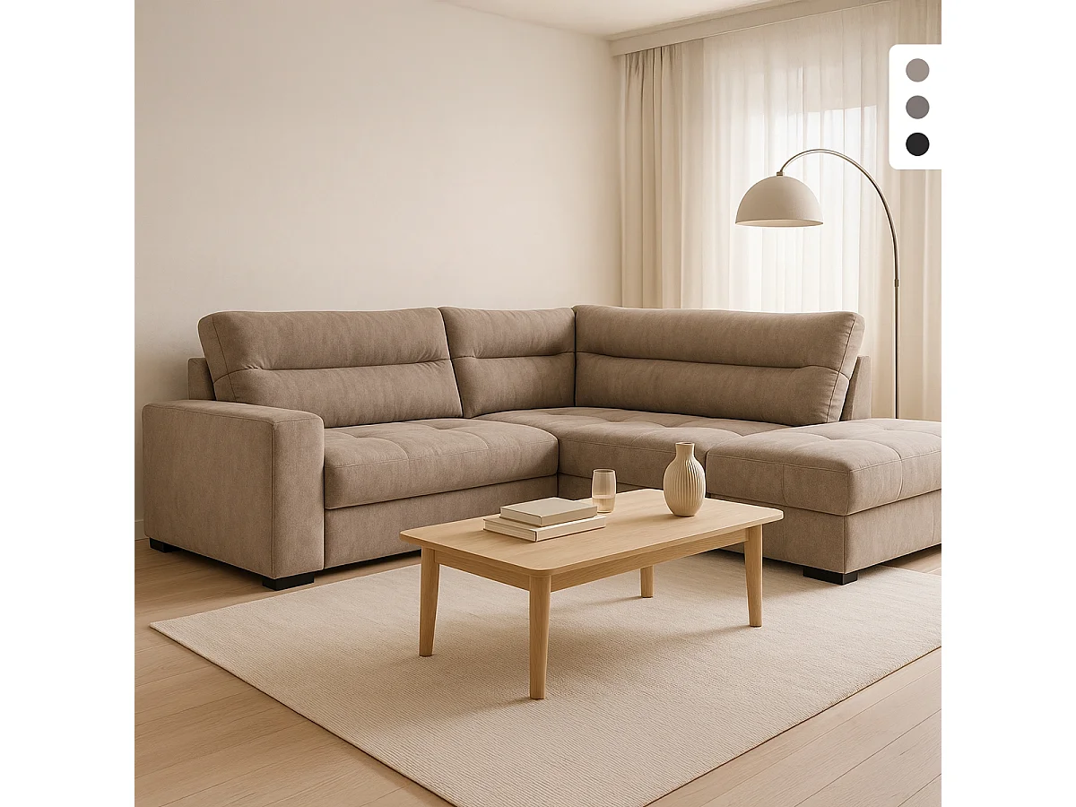 Divano angolare 3 posti moderno in tessuto con penisola a destra Rocca - Grigio