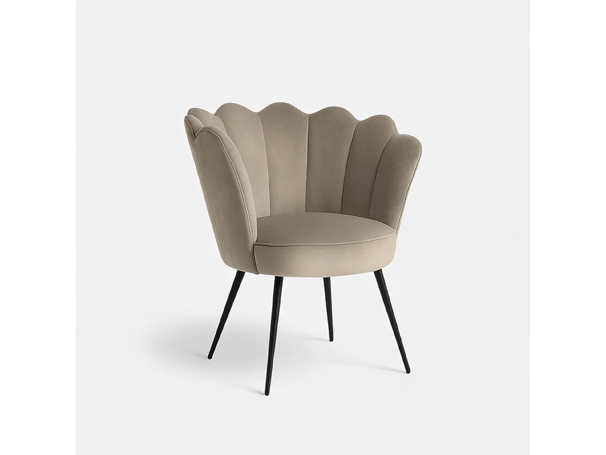 Poltrona in velluto elegante con gambe dorate Nivara - Grigio chiaro