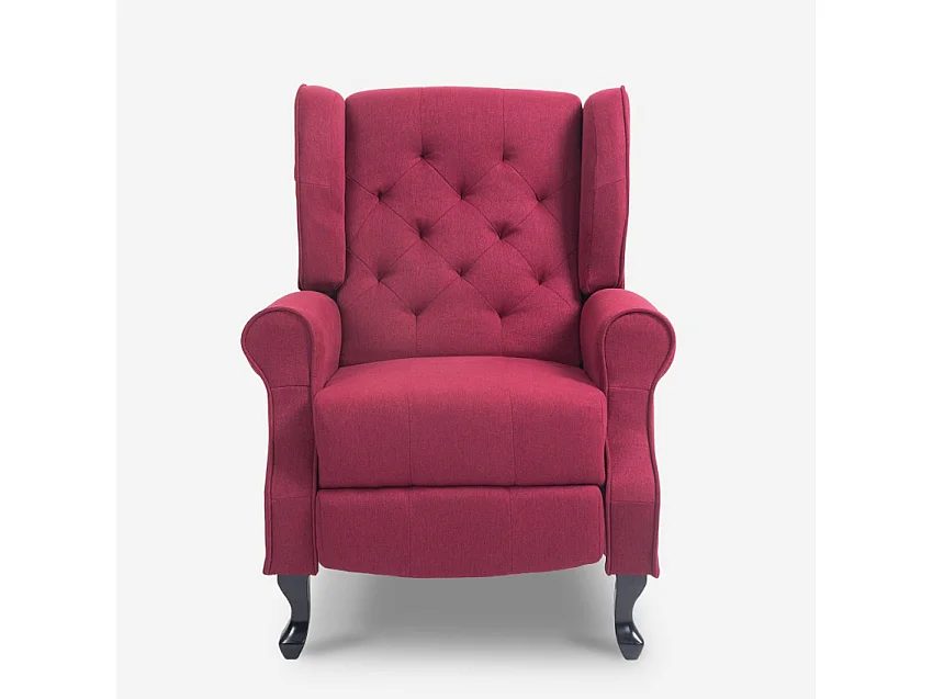 Sillón relax bergère reclinable moderno tapizado en tela Ethron Class - Bordeaux