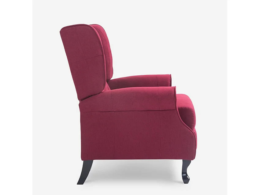 Sillón relax bergère reclinable moderno tapizado en tela Ethron Class - Bordeaux
