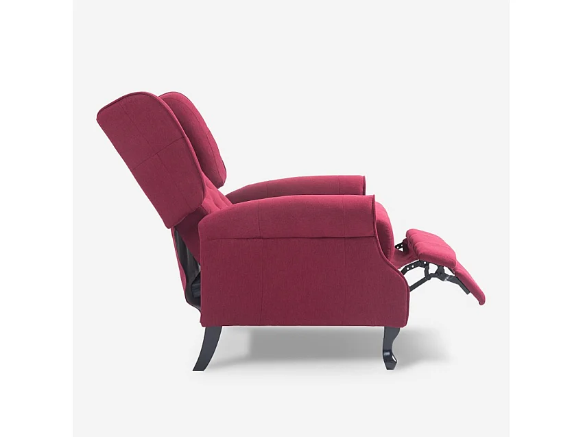 Sillón relax bergère reclinable moderno tapizado en tela Ethron Class - Bordeaux