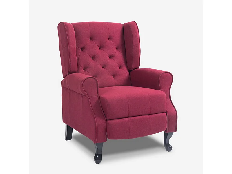 Sillón relax bergère reclinable moderno tapizado en tela Ethron Class - Bordeaux