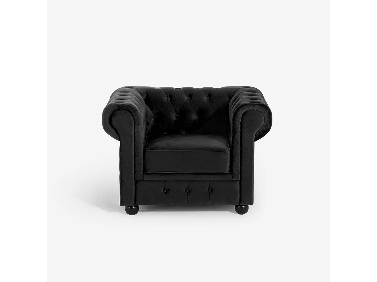 Poltrona da salotto stile classico Chesterfield in velluto Coventry - Nero