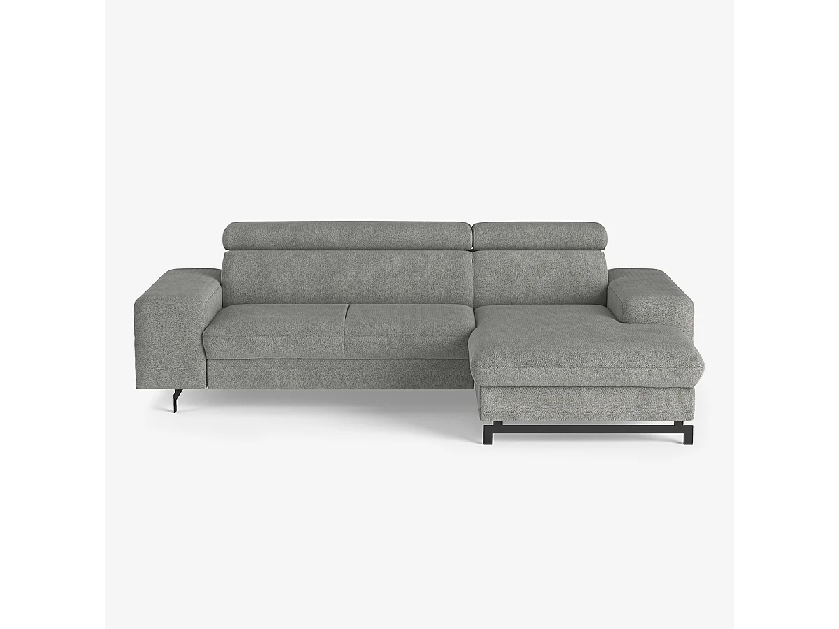 Sofá rinconero de 3 plazas con chaise longue derecha y reposacabezas ajustable Hiala - Beige