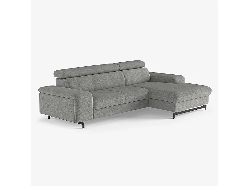 Sofá rinconero de 3 plazas con chaise longue derecha y reposacabezas ajustable Hiala - Beige