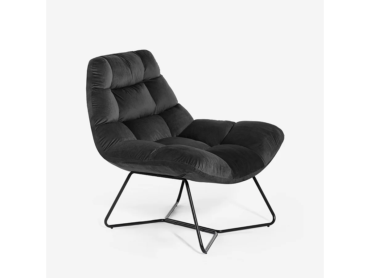 Sessel Wohnzimmer modern aus Samt Design Karu - Schwarz