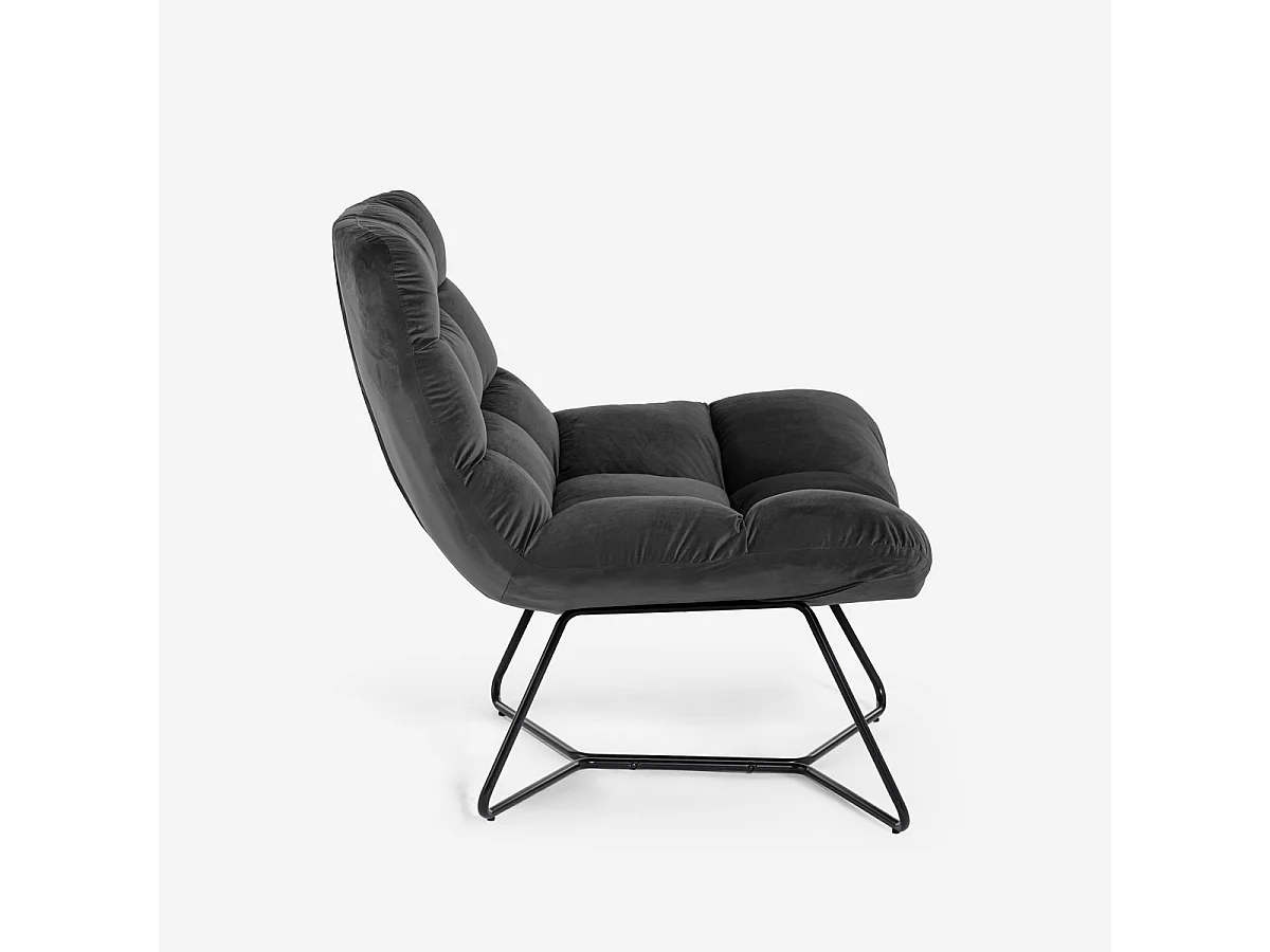 Sessel Wohnzimmer modern aus Samt Design Karu - Schwarz