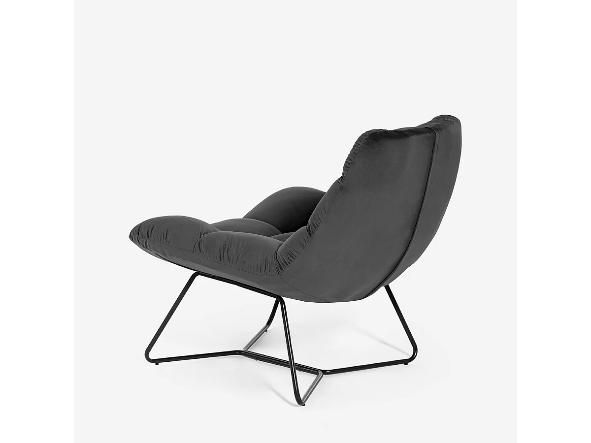Sessel Wohnzimmer modern aus Samt Design Karu - Schwarz