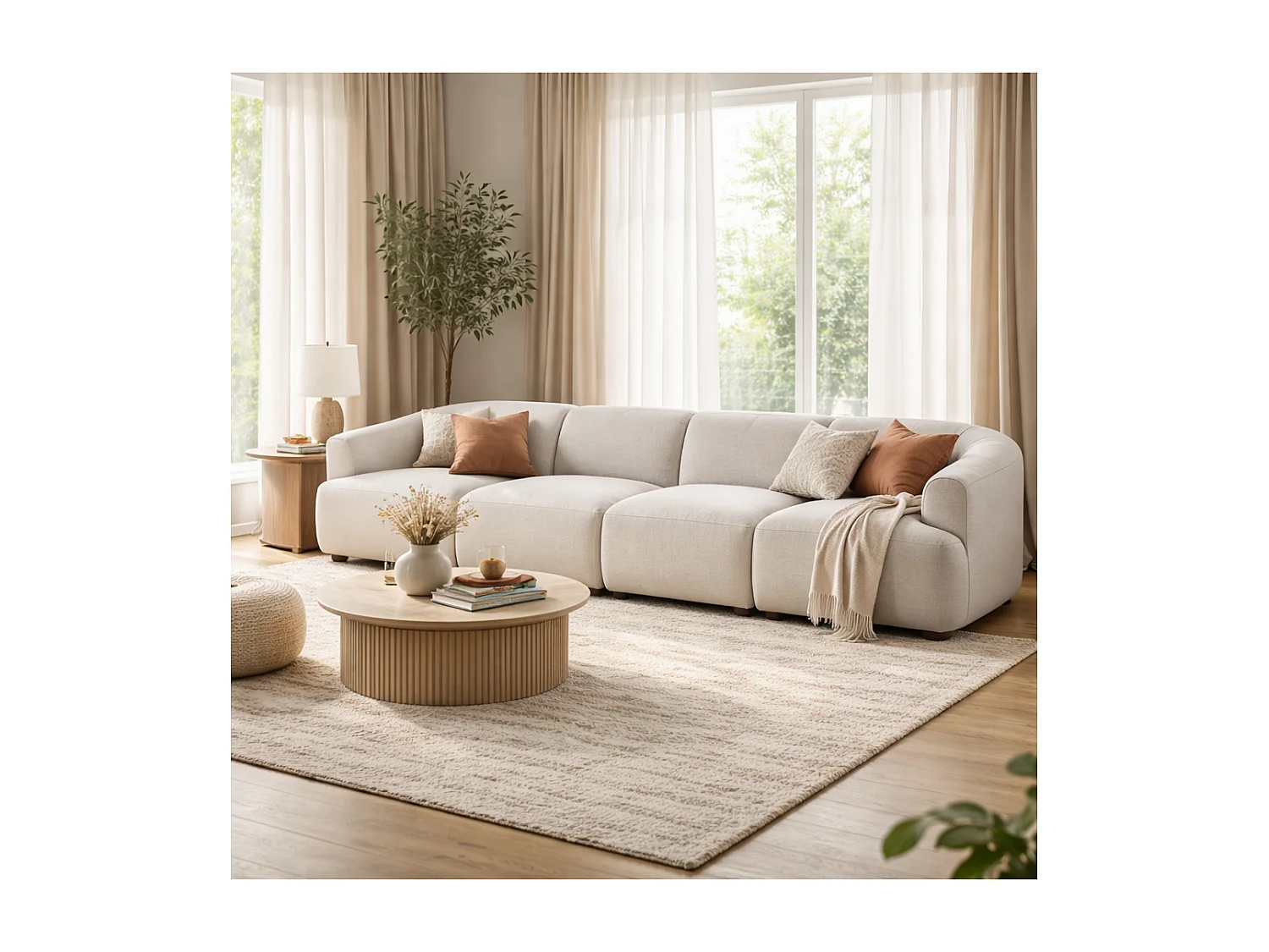 Sofá modular de diseño por módulos de 4 plazas de tela Yuna-4