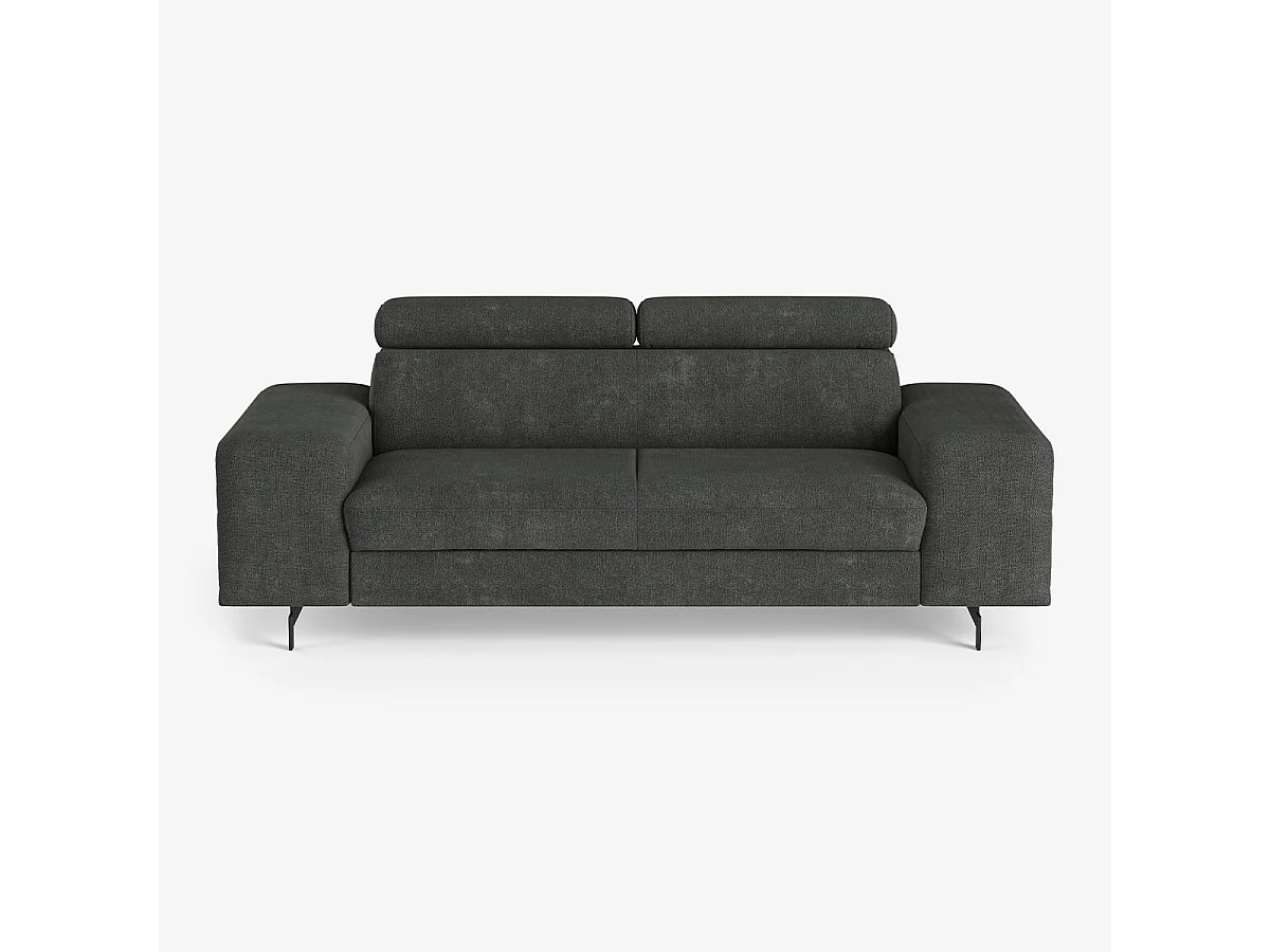 Sofá de 3 plazas diseño moderno con reposacabezas ajustable Rouna - Gris Oscuro