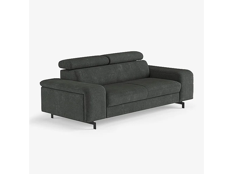 Sofá de 3 plazas diseño moderno con reposacabezas ajustable Rouna - Gris Oscuro