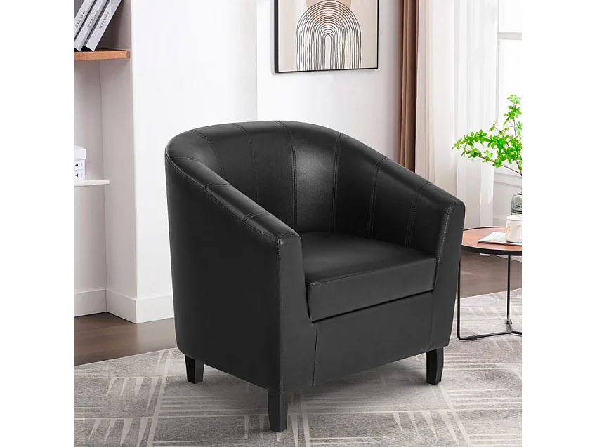 Sillón Club de salón elegante y clásico en polipiel Cookie - Negro