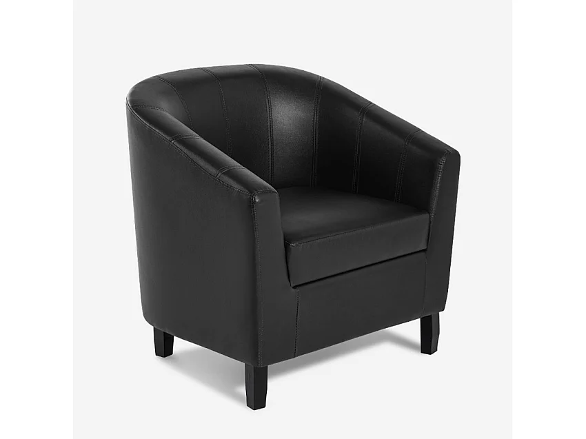 Sillón Club de salón elegante y clásico en polipiel Cookie - Negro