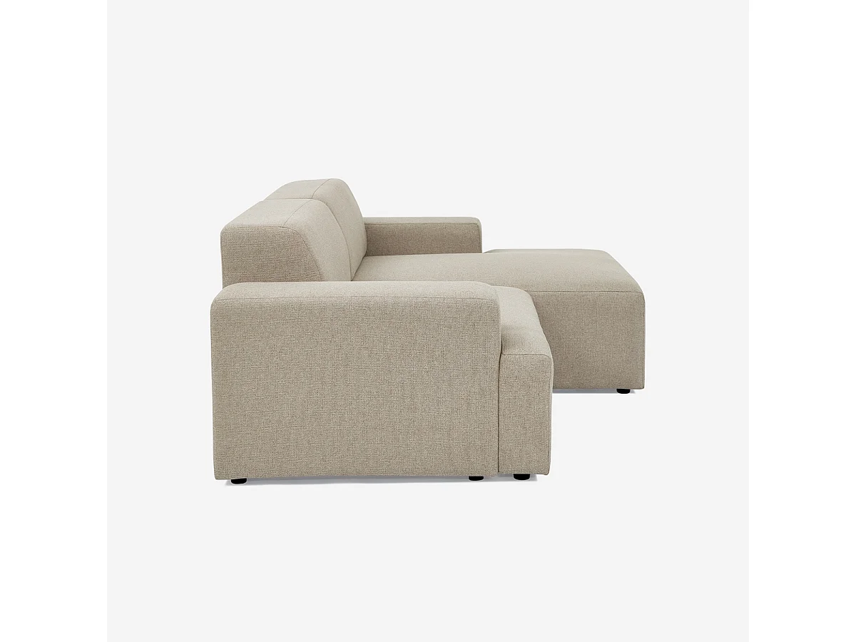 Sofá de diseño moderno de 3 plazas con chaise longue a la derecha de tela Toliman - Beige