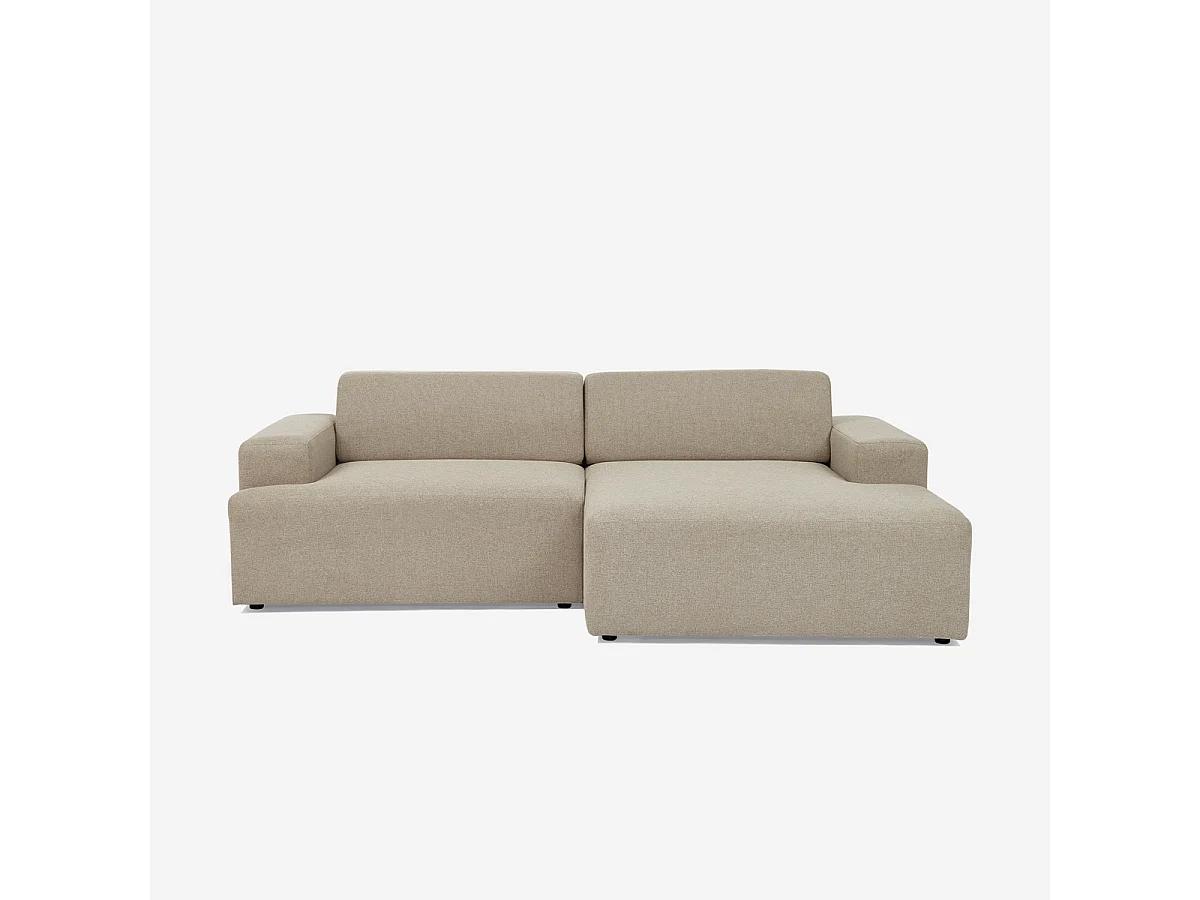 Sofá de diseño moderno de 3 plazas con chaise longue a la derecha de tela Toliman - Beige