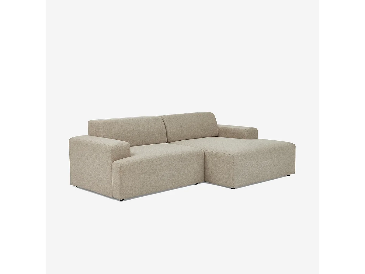 Sofá de diseño moderno de 3 plazas con chaise longue a la derecha de tela Toliman - Beige